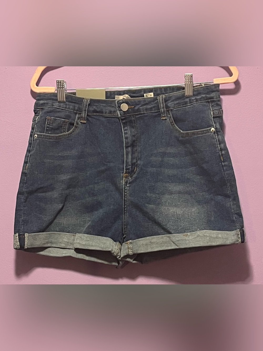 NWT Hudson Gemma Mid-Rise Cuffed Denim Shorts in Peony - Size 32